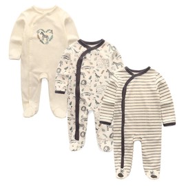 Ecojoy Baby Girls Boys Long Sleeve Printed Bodysuit Infant Foot Jumper Cotton One-Piece Romper 0-12 Months