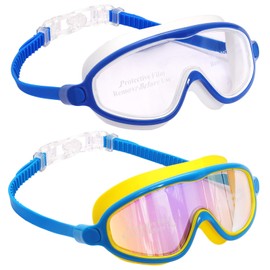 Hftjtsa 2 Pack Kids Swim Goggles Wide View Anti-Fog Pool Water UV Protection Swimming goggles for Boys Girls