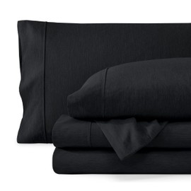 Bare Home California King Sheet Set - 1800 Ultra-Soft Microfiber Cal King Bed Sheets - Double Brushed - Deep Pockets - Easy Fit - 4 Piece Set (California King, Heathered Black)