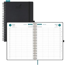 BEZEND Daily Appointment Book 2026 Page per Day Even Weekends (Large-8.25" x 11.75") 15-Minute Timeslots in 4 Columns, Monthly Planner with Tabs & Week Schedule, PU Leather Softcover in Black