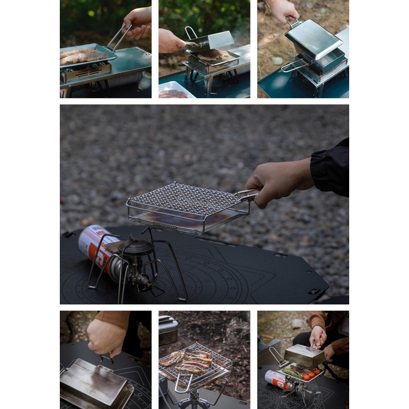 キャンピングムーン(CAMPING MOON) 網トング 焼網ハンドル キャンプ バーベキュー BBQ 網用フックハンドル 小型 2個組