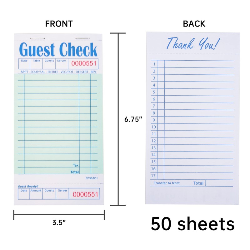 DGBDPACK Guest Checks Server Note Pads, 1000 Total Waitress Notepad