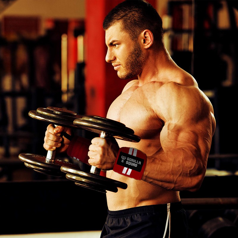 GORILLA SQUAD Wrist Wraps Wrist Protection Weightlifting Training Support (Red)