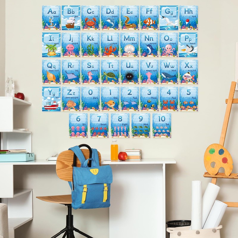 37 Pcs Alphabet for Classroom Wall Under The Sea Bulletin