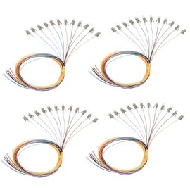 fyboptwu - 12 Fibers LC OM1 62.5/125 Multimode (MM) Fiber Optic Pigtail 1.5m LC Multimode Fiber Cable Pigtail for Engineering Network Fiber Access, 4 Packs