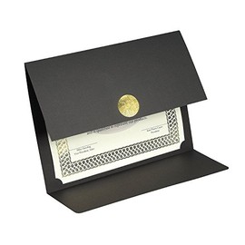 St. James Elite Medallion Fold Certificate Holders, Black Linen with Gold Medallion, Pack of 5