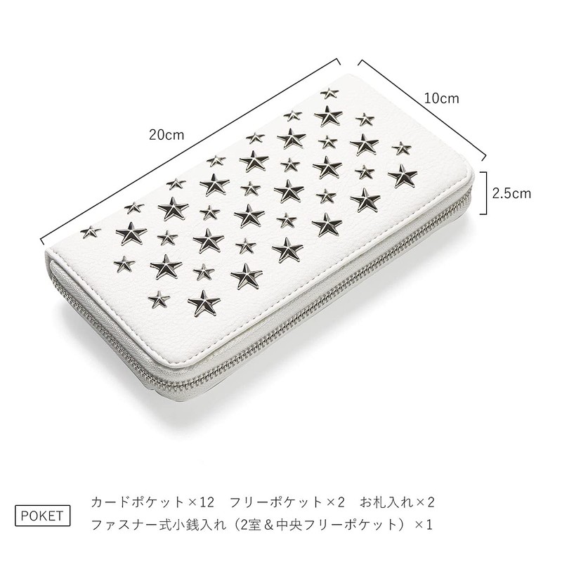 Daylight dl-3001 Men's Long Wallet, Studs, Star, Zip Around, Denim