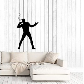 Vinyl Wall Decal Pop Singer Man with Microphone Karaoke Club Stickers (4018ig)