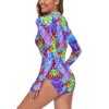 RELLECIGA Women's Purple Leopard Long Sleeve Rash Guard One Piece