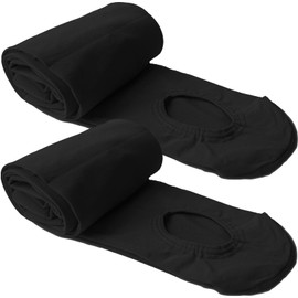 DANCEYOU 2 Pairs Ballet Tights Dance Tights for Girls Children and Women, Black with heel hole