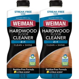 Weiman Hardwood Floor Cleaner for Finished Hardwood, Engineered Flooring, Vinyl & Laminate Surfaces - Streak-Free Shine, No Residue - 32 oz (2 PACK)