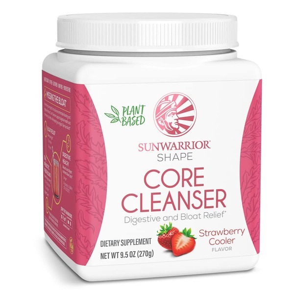 Sunwarrior Colon Cleanse Powder Detox Fiber Probiotics Prebiotics Bloat Relief Digestive Support for Women & Men Vegan | Organic Gluten Free Shape Core Cleanser Strawberry Cooler Flavor 270g 30srv