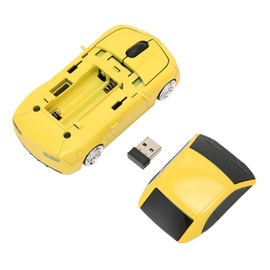 Race Car Wireless Mouse Sports Car Computer Mouse 2.4 GHz LED Light 1600 DPI Optical Sensor for OS X PC Yellow