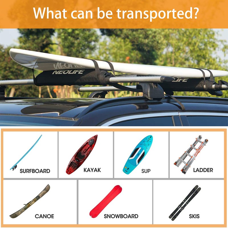 WONITAGO Soft Roof Rack Pads with Two 15 Ft Tie