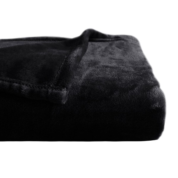 NICETOWN Blanket, Flannel, Single, Throw Blanket, Soft Feel, Lightweight, For Winter, Warm, Anti-Static, Fluffy, Solid Color, Stylish, No Pilling, Soft, Suitable for All Seasons, Washable, Microfiber, Black, 55.1 x 78.7 inches (140 x 200 cm)