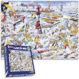 Mike Jupp Jigsaw Puzzles - I Love Boats - 1000 Piece Jigsaw Puzzle For Adults | Made In Britain | 66cm X 50cm