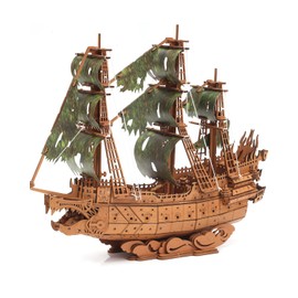 3D Wooden Flying Dutchman Pirate Ship Puzzle Kits for Adults to Build - Ideal Model for Puzzle Building Enthusiasts