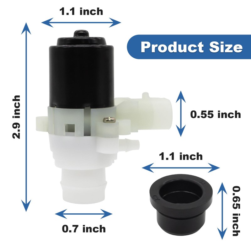 2 Pack Truck Windshield Wiper Washer Fluid Pump with Rubber