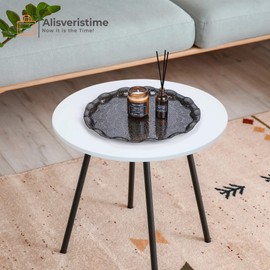 Alisveristime Turkish Ottoman Coffee Tea Serving Tray – 13.60 inches, Metal with Traditional Motifs, Available in Five Colors (Black)