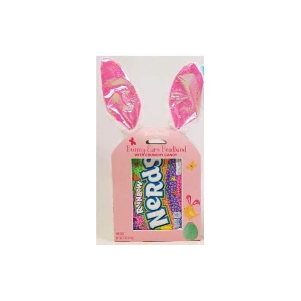 Maud Borup Rainbow Nerds Candy! Bunny Ears with Hard Candy! 5 oz of Candy! Perfect for Easter! (Pink)