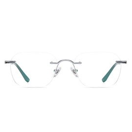 Cyxus Rimless Titanium Blue Light Glasses for Men Women Computer Glasses Square Frameless Clear Lens Ultralight Metal Eyewear