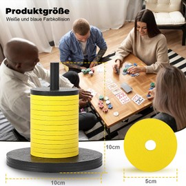 jiawaggag Shock Cutlery Wooden Shock Set with 14 Discs and Stand Shock Cutlery for Jule Meiern Maxen Mortars Yellow and Black 10 x 10 cm
