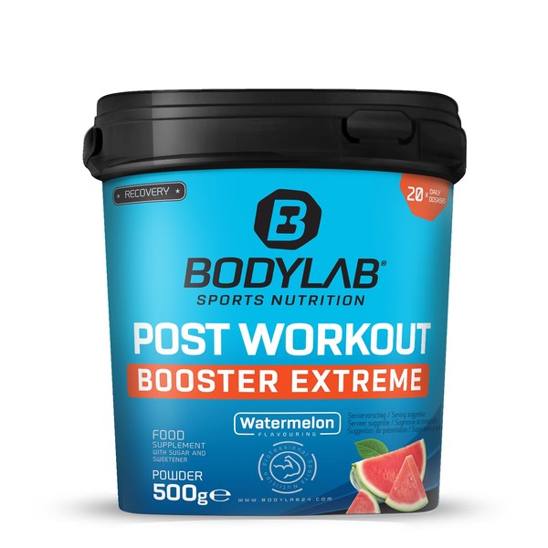 Bodylab24 Post-Workout Booster Extreme Watermelon 500 g, with Amino Acids (including BCAA in ratio 2:1:1), Vitamins, Minerals & Creatine, Ideal for Quick Regeneration After Training