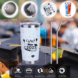 CAKKA 2025 Graduation Gifts for Him Her, College High School Graduate Gifts Box Bulk with Tumbler Bracelet Socks Keychain Thanks Card for Class of 2025 Graduates Girls Boys Women Men