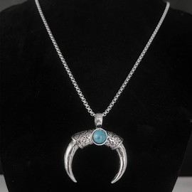 CJIAYUJEW Western Necklace for Women,Women Western Turquoise Pendant Necklace,Turquoise Cattle Tag Bar 90S Necklace Jewelry for Women