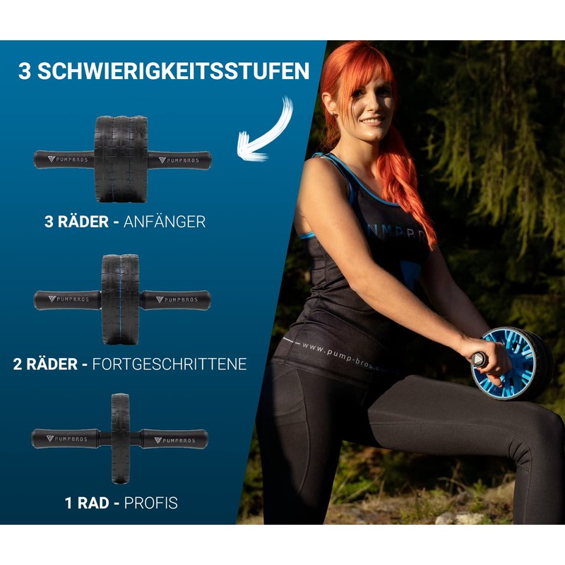 Pump Bros Premium Abdominal Roller with Knee Mat, Abdominal Trainer