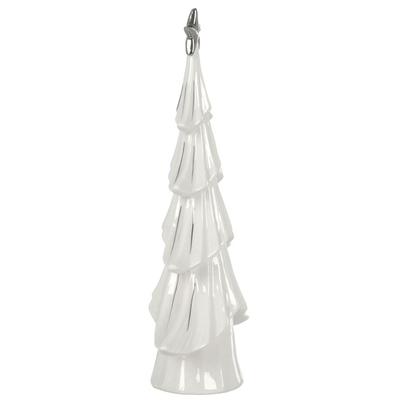 Mr Crimbo Christmas Tree Ornament Decoration White Ceramic Silver Star