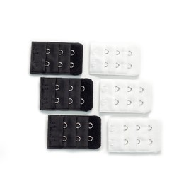 Pregnancy Bra Extender with Two-Hooks (Value 6-Pack of 3 Black and 3 White)
