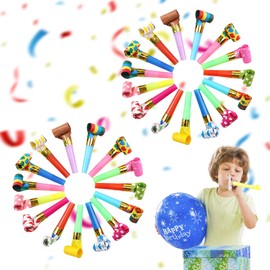 30 Party Blowers，Blowers for Kids Birthday Party，Party Blow Roll with Colourful Whistles Blower，Ideal for Celebrations and Events