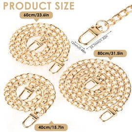 BATINO Pack of 8 Bag Chain, Shoulder Strap for Bags, Gold Silver Chain Carry Strap, Metal Shoulder Strap for Bags, Handbag Chains, Women's Shoulder Bag Handbag Replacement Chain 40/60/80 cm