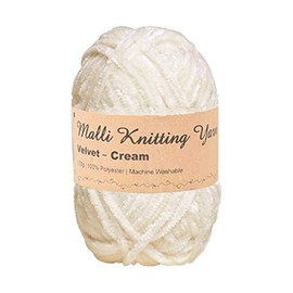 Malli Velvet Yarn Ball 100G Luxurious Super Soft Knitting Crochet Wool -15 Colours (Cream)