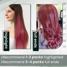 RUNATURE I Tip Hair Extensions Real Human Hair Red Burgundy Stick I Tip Hair Extensions Human Hair Pre Bonded Hair Extensions Red Hair 22 Inch 25 Gram