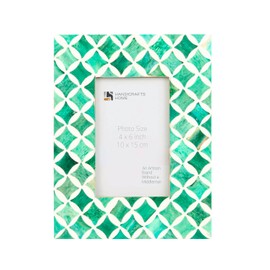 Handicrafts Home 4x6 Photo Frame Green White Bone Mosaic Moroccan Picture Frames - Christmas Gifts New Years Gift