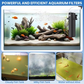BlueYu - Aquarium Filter for 10-30 Gallon Tank, Submersible Fish Tank Filters with Wave-Maker Oxygenation Circulation, Adjustable Air Flow Filter for Freshwater & Saltwater (8W)