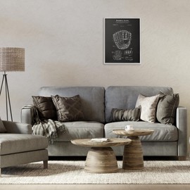 Stupell Industries Baseball Glove Blueprint Framed Giclee Art Design by Susan Ball