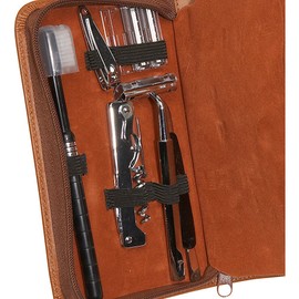 Royce Leather Travel and Grooming Toiletry Kit with Stainless Steel Implements, Black, One Size