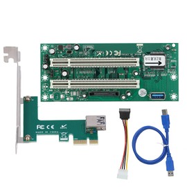 ST46 Mini PCIE X1 to Dual PCI Riser Card Expansion Cards Converter with USB 3.0 Port Cable