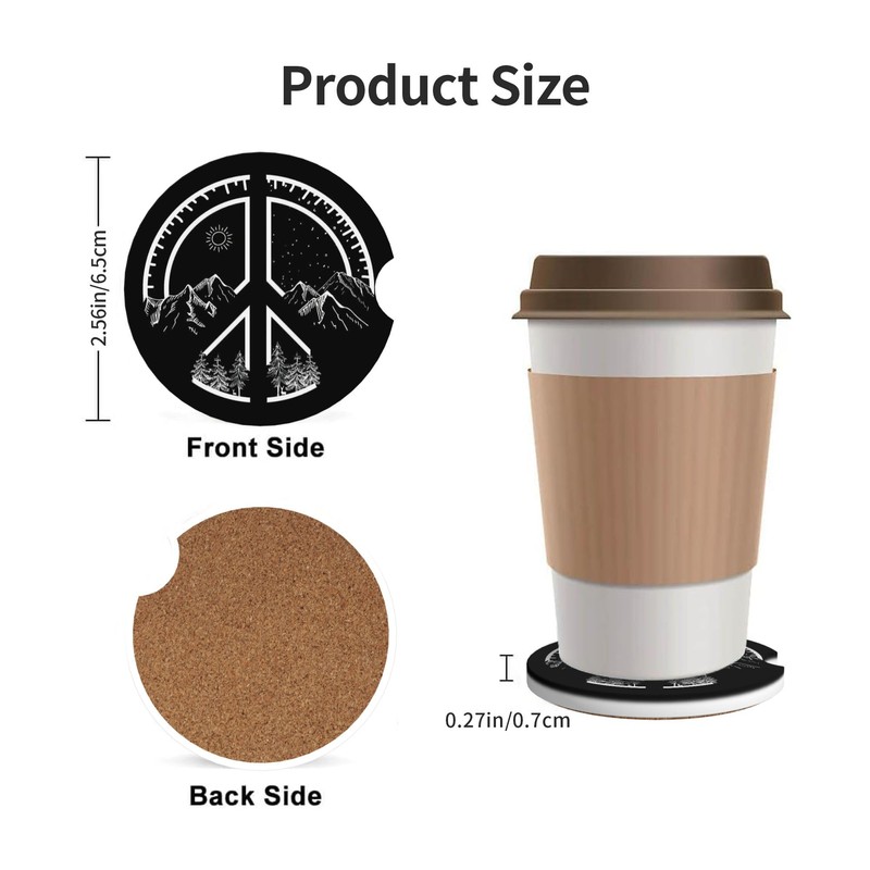 Absorbent Car Coasters for Cup Holders, 2 Pack Universal Anti