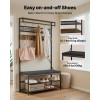 72 in Freestanding Coat Rack with Shoe Bench 2-Tier Storage