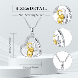Flpruy Cat Necklace 925 Sterling Silver 2 Cat Pendant Cat Jewelry Cat Necklace with Girls Gifts for Women