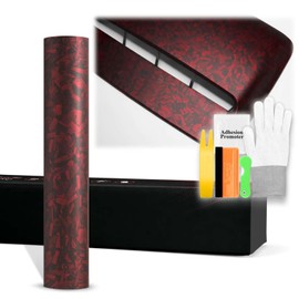 60"x72" (5FTx6FT) Red PET Marble Forged Carbon Fiber Textured Matte Vinyl Wrap Auto Car Sticker Decal Film Sheet Bubble Free Air Release Technology with Tool Kit
