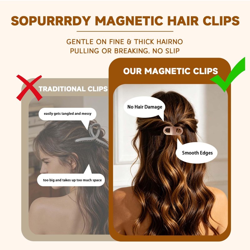 Magnetic Hair Clips for Women, Advanced No-Slip Styling Hair Clips,