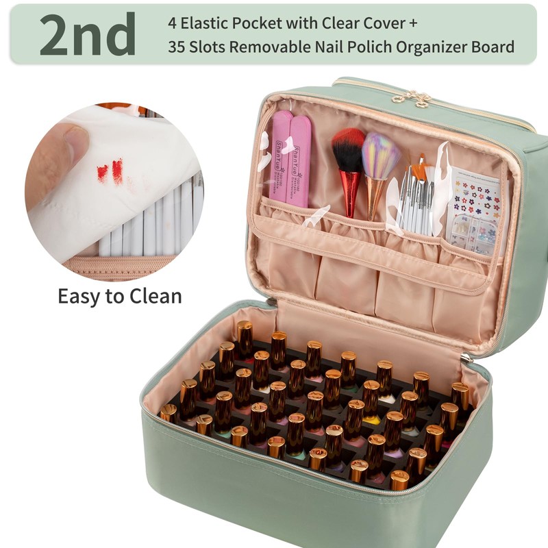 Nail Polish Organizer Case, Nail Supplies Storage Box Holds 45