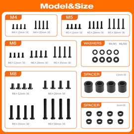 Charmount Universal TV Wall Mount Screws Hardware Bolt Kit, Includes M4, M5, M6, M8 Screws, Spacers and Washers, VESA Mounting Screws Set for All TVs and Monitors