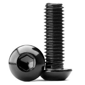 M5 x 10 mm Rounded Head Screws with Hexagon Socket 304 Stainless Steel Black Oxide Full Thread Flat Head Screws (Pack of 50)