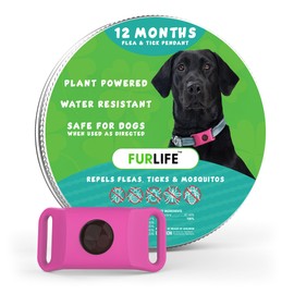 FurLife Pink Dog Tag, Flea and Tick Prevention for Dogs - Waterproof Pendant for Collar, Safe for All Breeds
